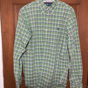 Ralph Lauren Blue and Green Plaid Men's Shirt